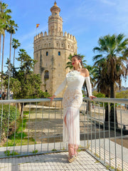 Vestido de invitada Falda Crochet Flecos para mujer - Atelier Invitada S.L