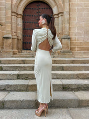 Vestido de invitada Vestido Toscana Beige para mujer – Atelier Invitada S.L