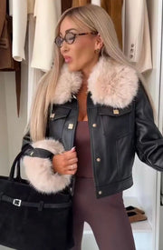 Aviadora Negra Pelito Beige - Atelier Invitada S.L