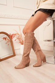 Botas Puntera Oro Camel - Atelier Invitada S.L