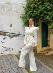 Traje Olbia Jacquard Blanco - Atelier Invitada S.L